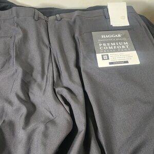 NWT Haggar H26 Men Premium Stretch Straight Fit Dress Pants Charcoal Gray 50x29